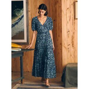 Faherty NWT Orinda Long Floral Blue Dress Sz Medium